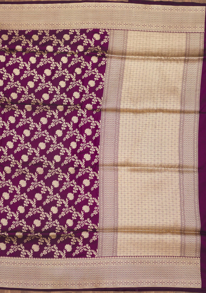 Wine Zariwork Pure Silk Saree