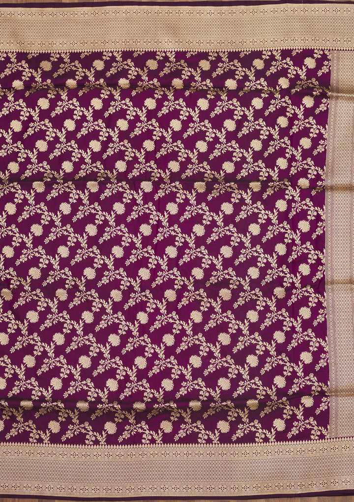 Wine Zariwork Pure Silk Saree