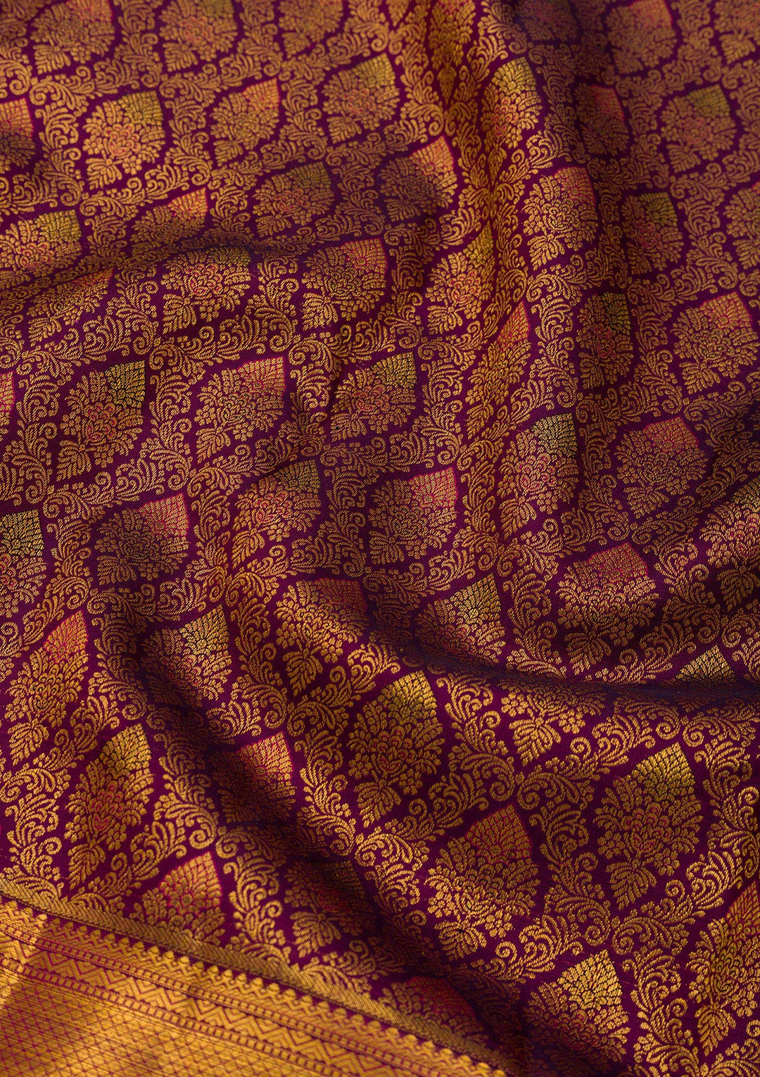 Wine Zariwork Pure Silk Saree