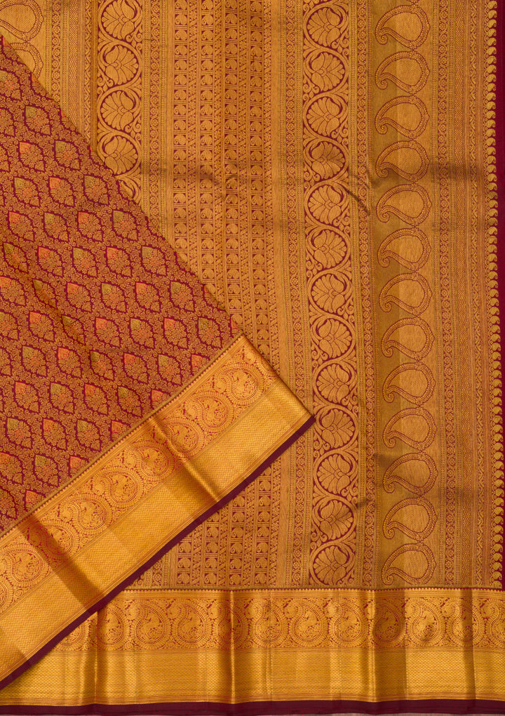 Wine Zariwork Pure Silk Saree