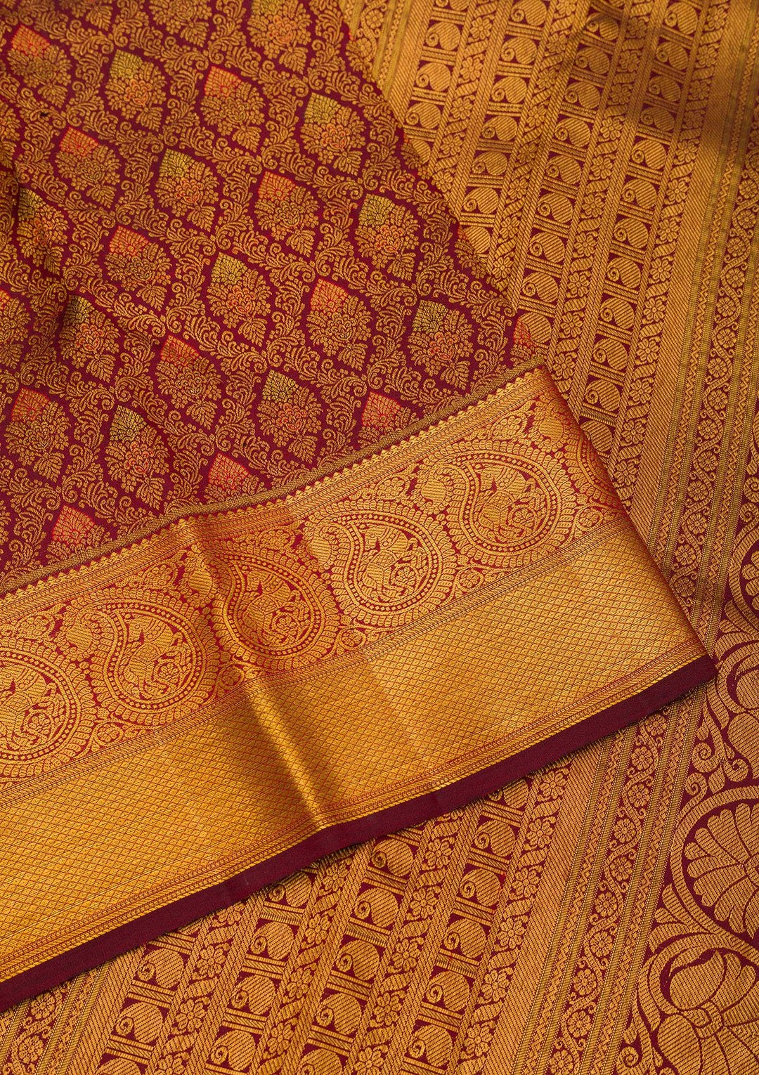 Wine Zariwork Pure Silk Saree