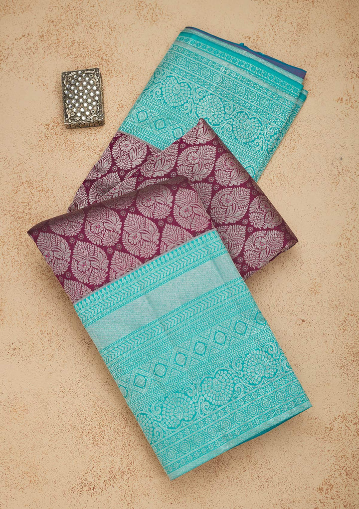Wine Zariwork Pure Silk Saree