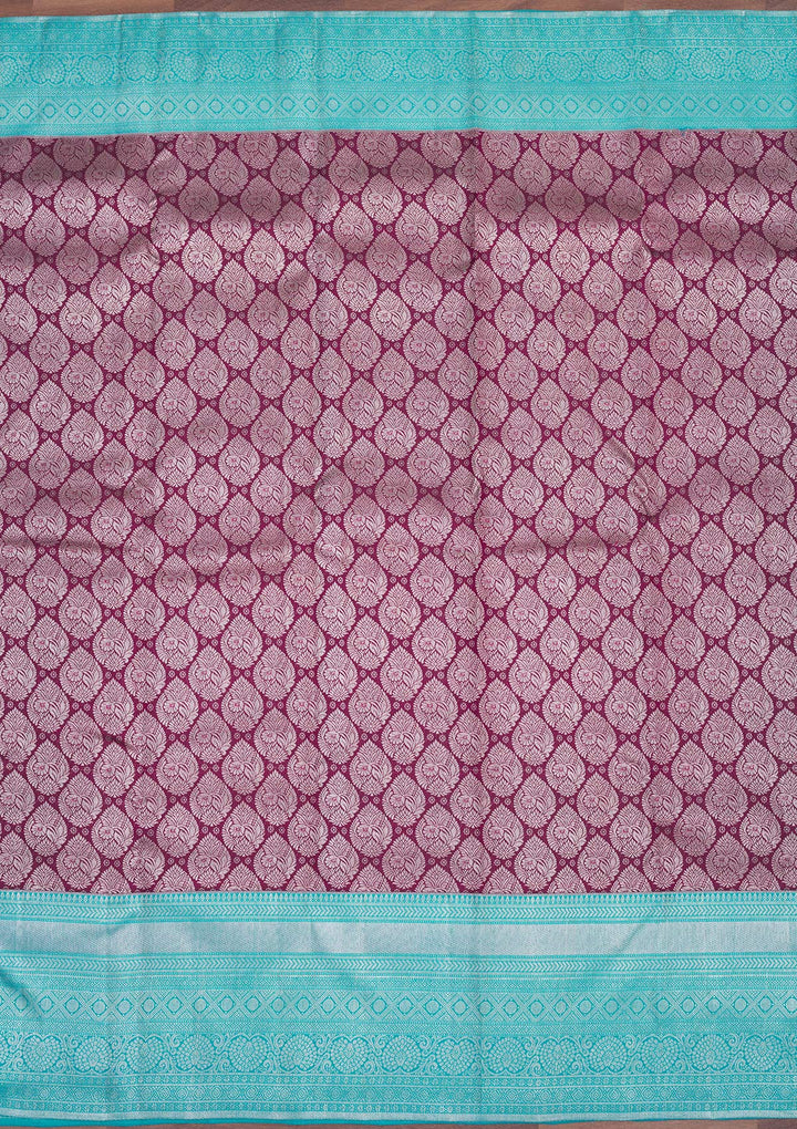 Wine Zariwork Pure Silk Saree