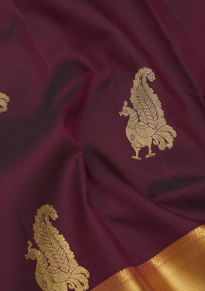 Wine Zariwork Pure Silk Saree