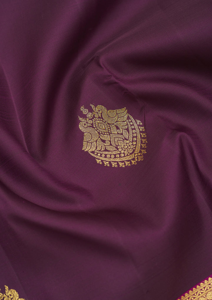 Wine Zariwork Pure Silk Saree