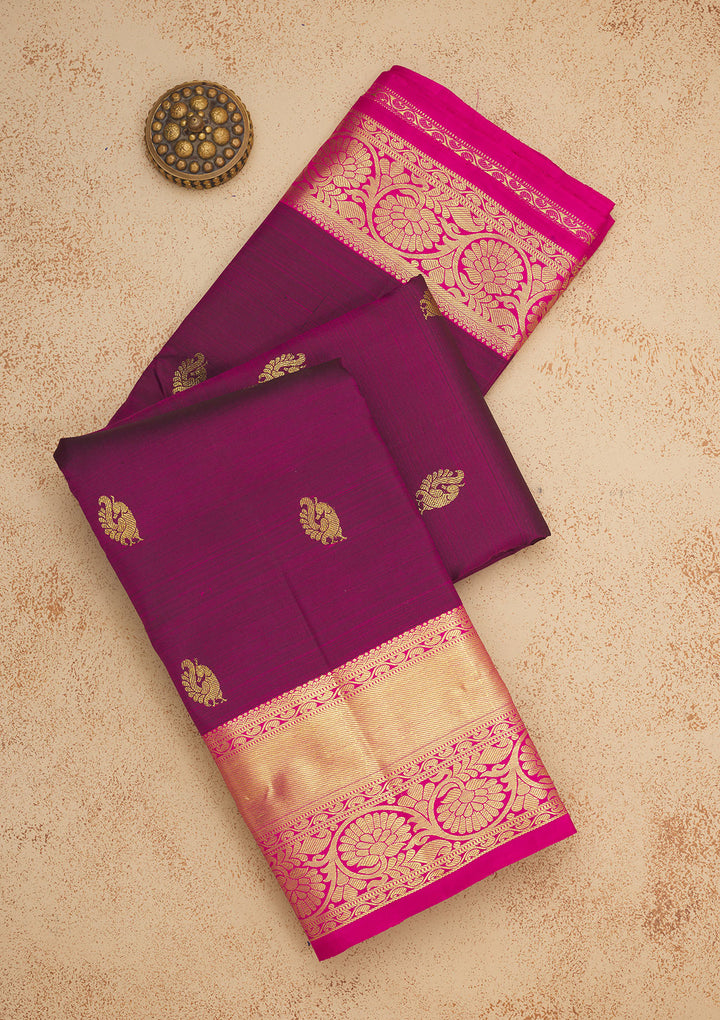 Wine Zariwork Pure Silk Saree