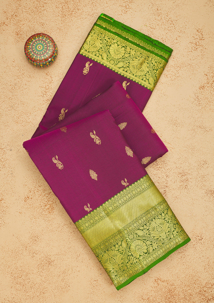 Wine Zariwork Pure Silk Saree