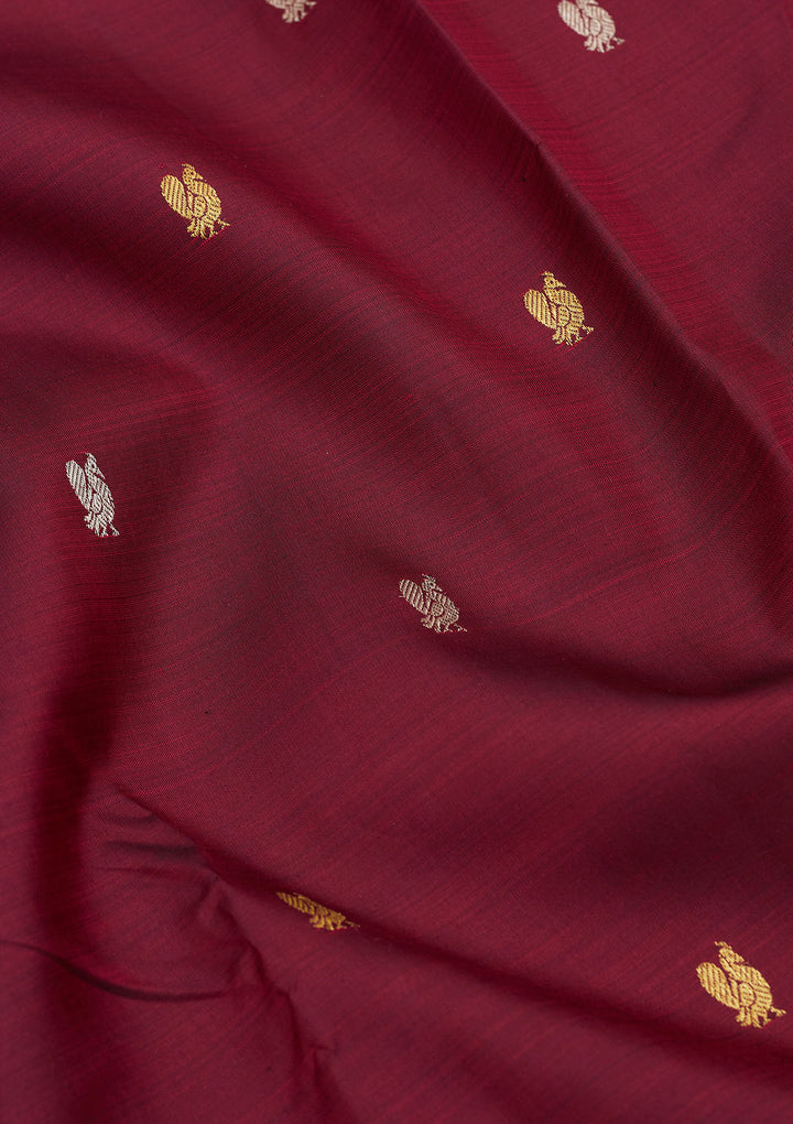 Wine Zariwork Pure Silk Saree