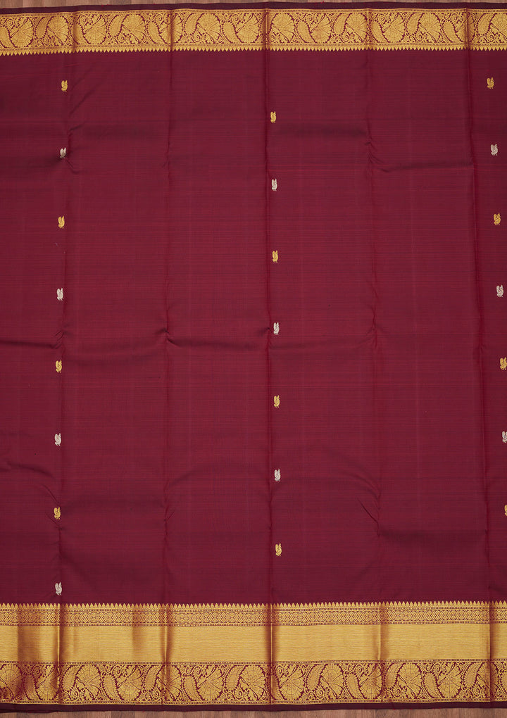 Wine Zariwork Pure Silk Saree