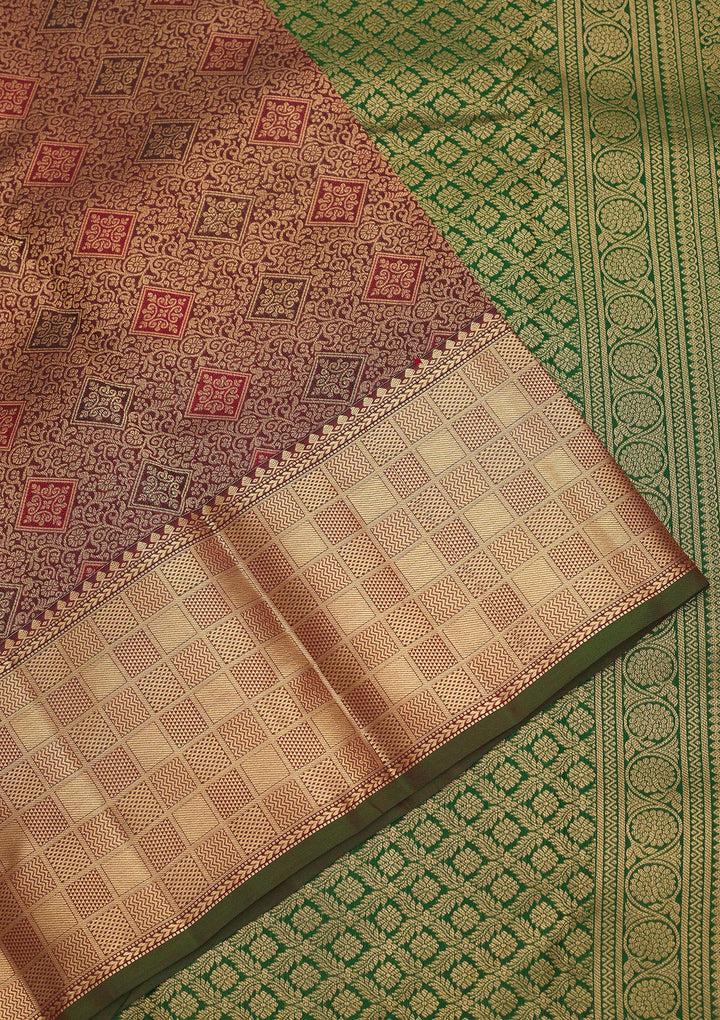 Wine Zariwork Pure Silk Saree