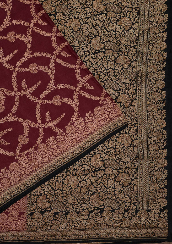 Wine Zariwork Pure Silk Saree