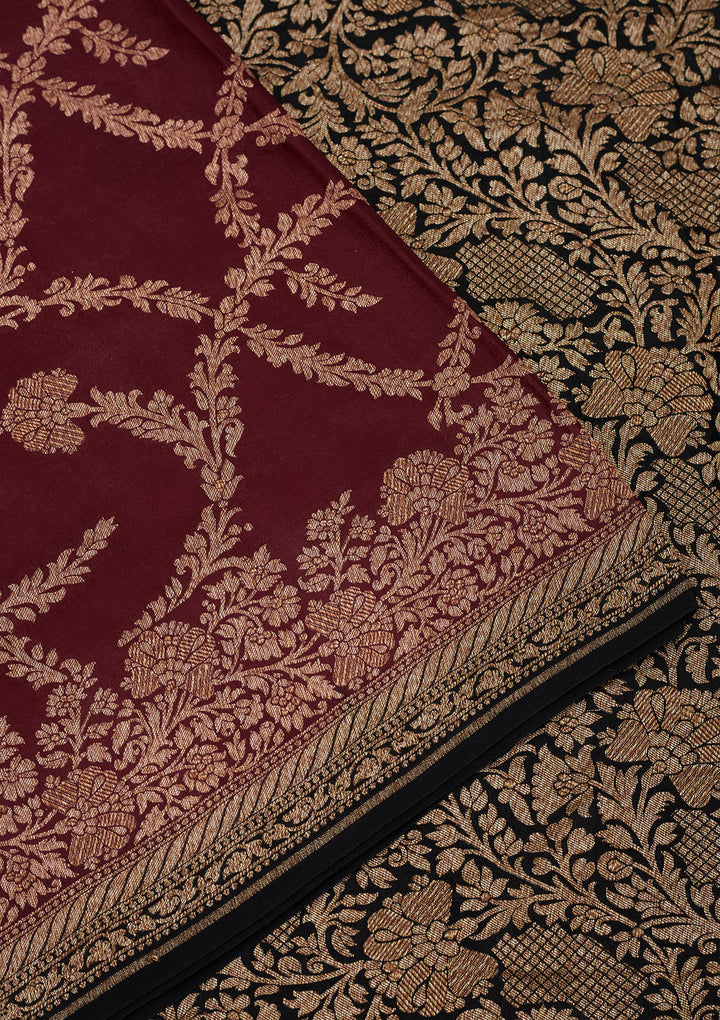 Wine Zariwork Pure Silk Saree