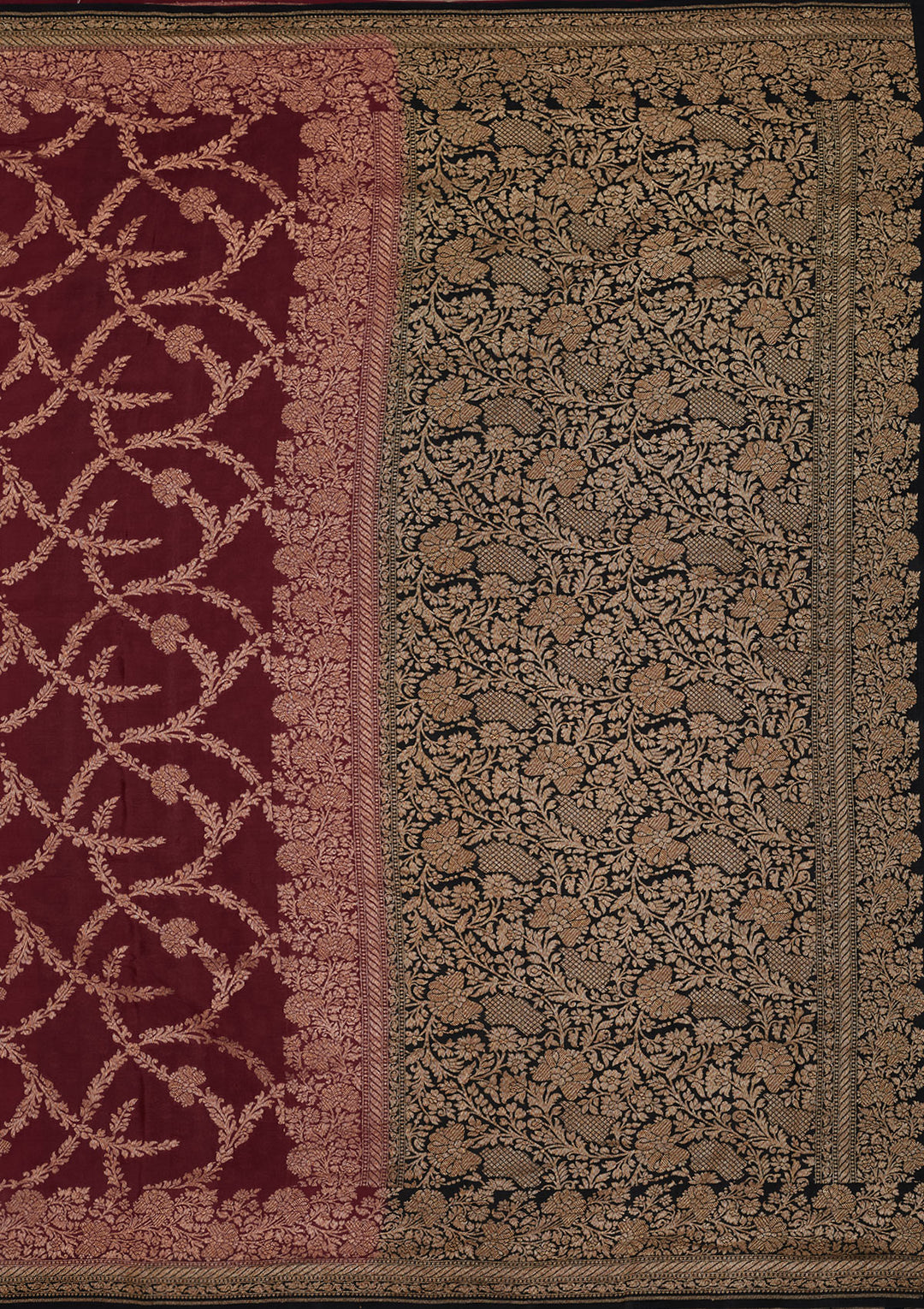 Wine Zariwork Pure Silk Saree