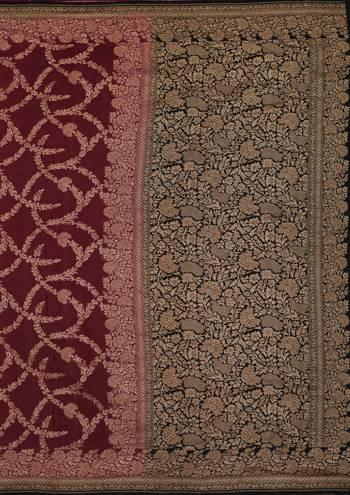 Wine Zariwork Pure Silk Saree