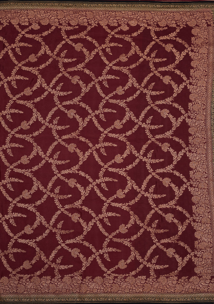 Wine Zariwork Pure Silk Saree