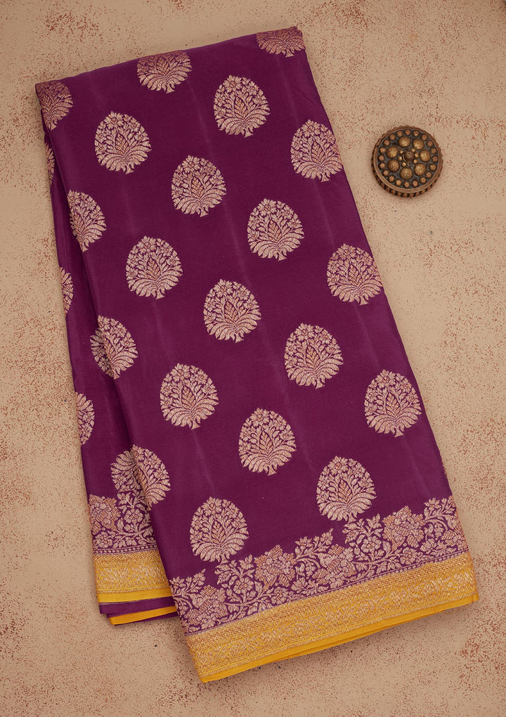 Wine Zariwork Pure Silk Saree