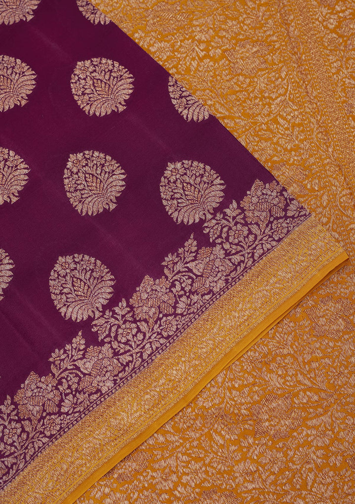 Wine Zariwork Pure Silk Saree