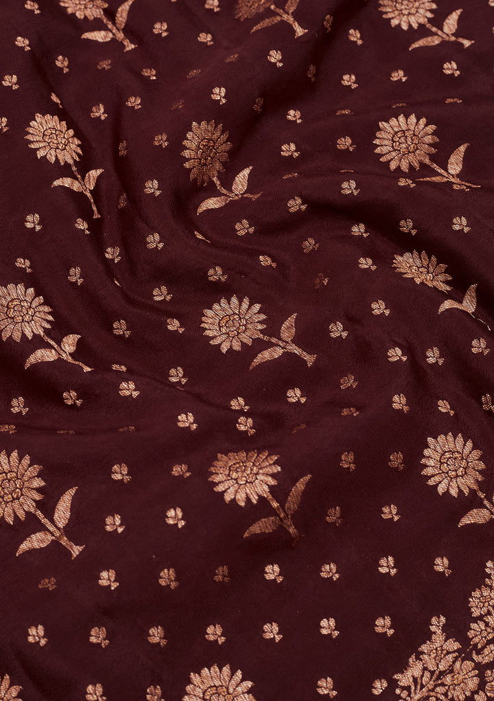 Wine Zariwork Pure Silk Saree