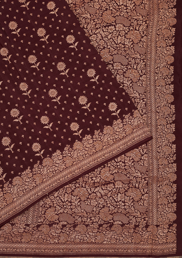 Wine Zariwork Pure Silk Saree