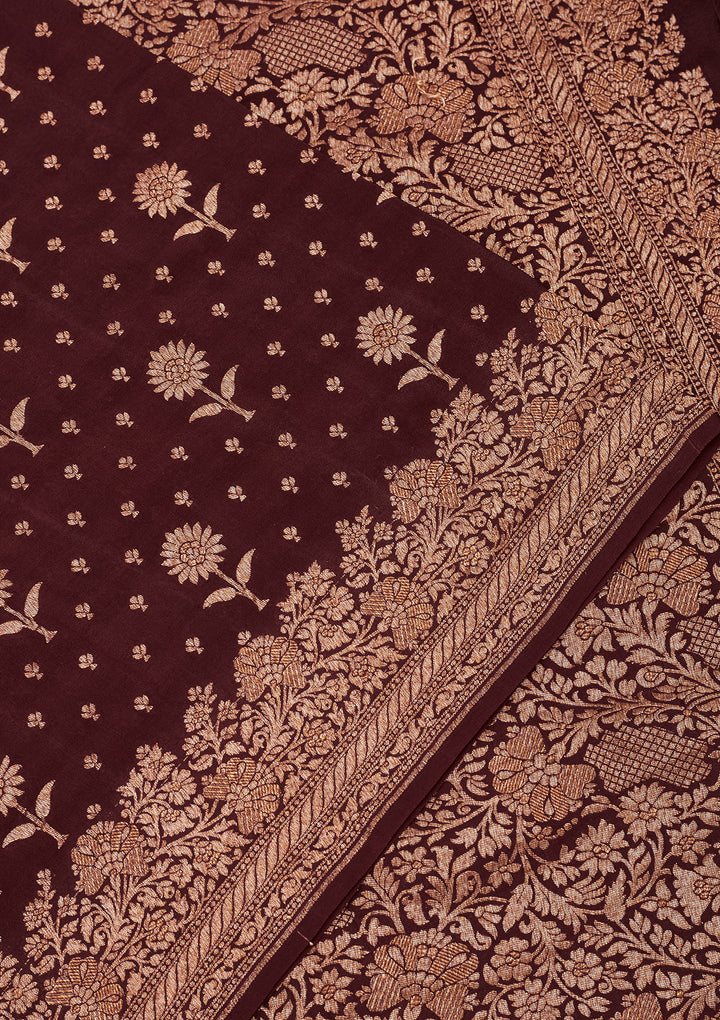Wine Zariwork Pure Silk Saree