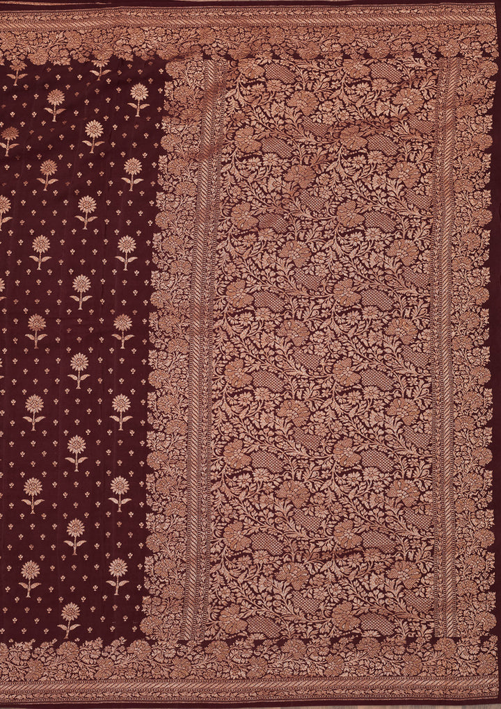 Wine Zariwork Pure Silk Saree