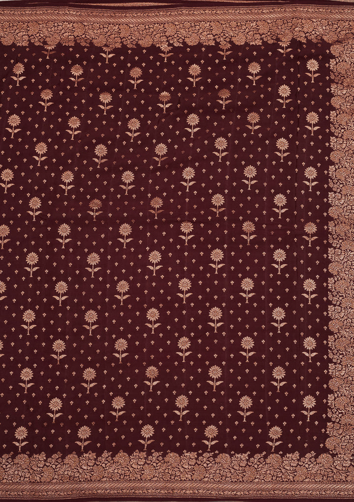 Wine Zariwork Pure Silk Saree