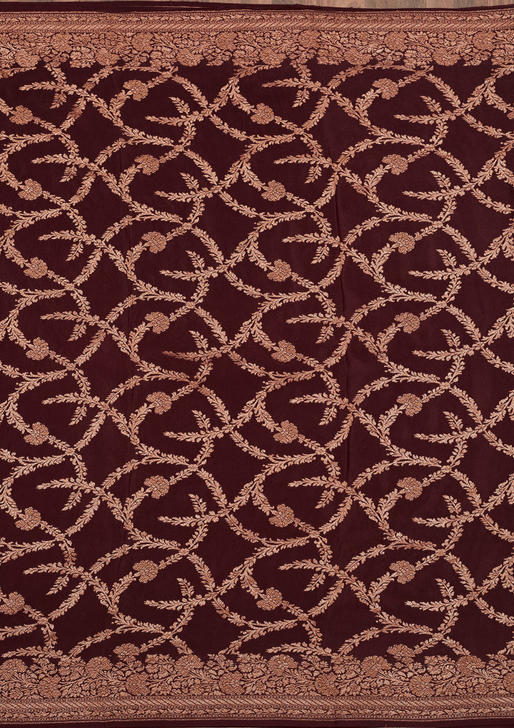 Wine Zariwork Pure Silk Saree