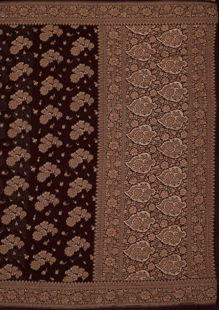 Wine Zariwork Pure Silk Saree