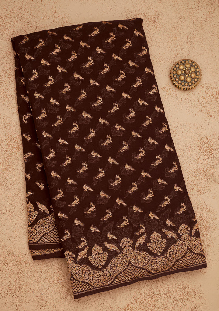 Wine Zariwork Pure Silk Saree