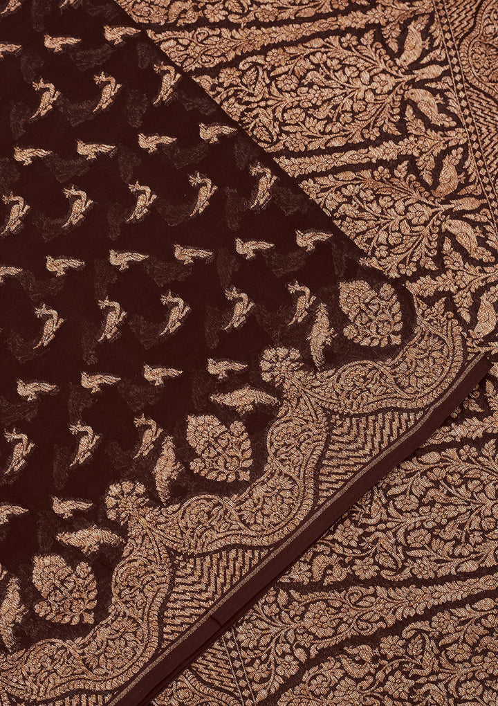 Wine Zariwork Pure Silk Saree