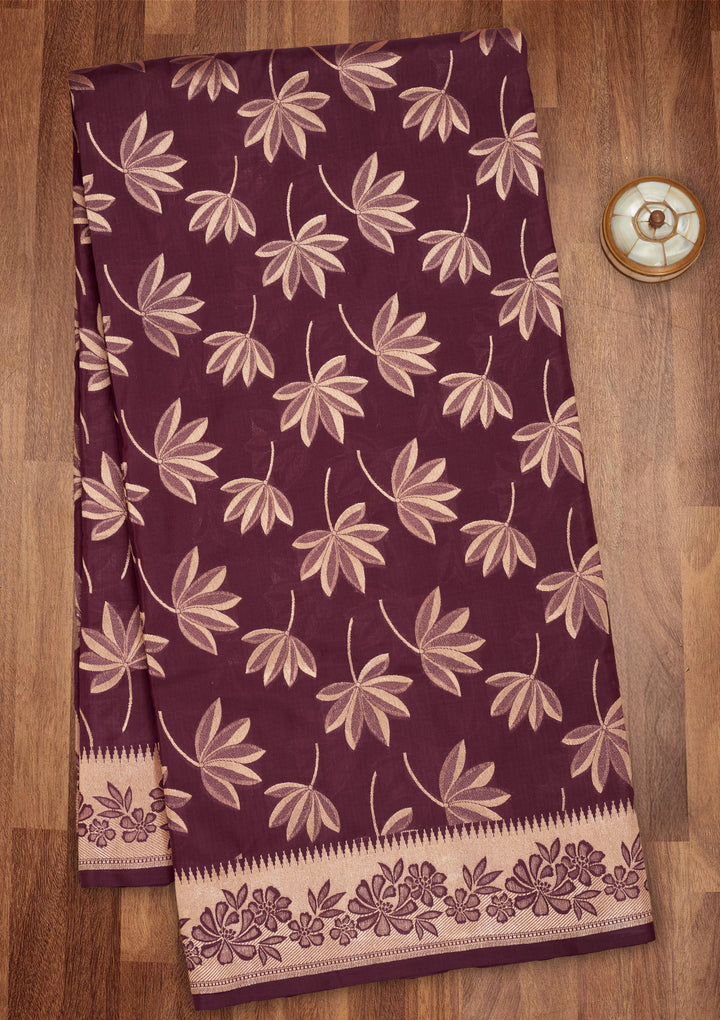Wine Zariwork Pure Silk Saree
