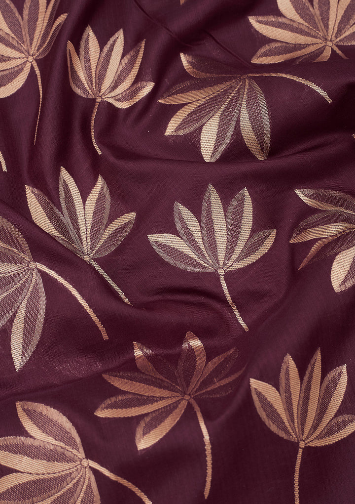 Wine Zariwork Pure Silk Saree