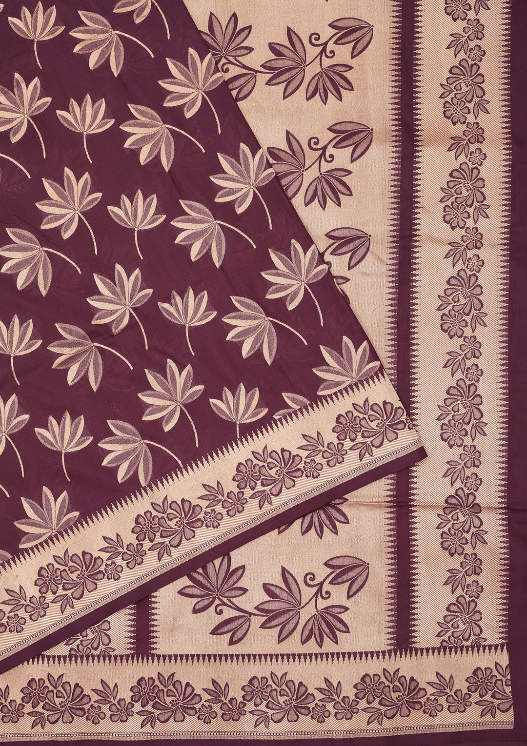 Wine Zariwork Pure Silk Saree