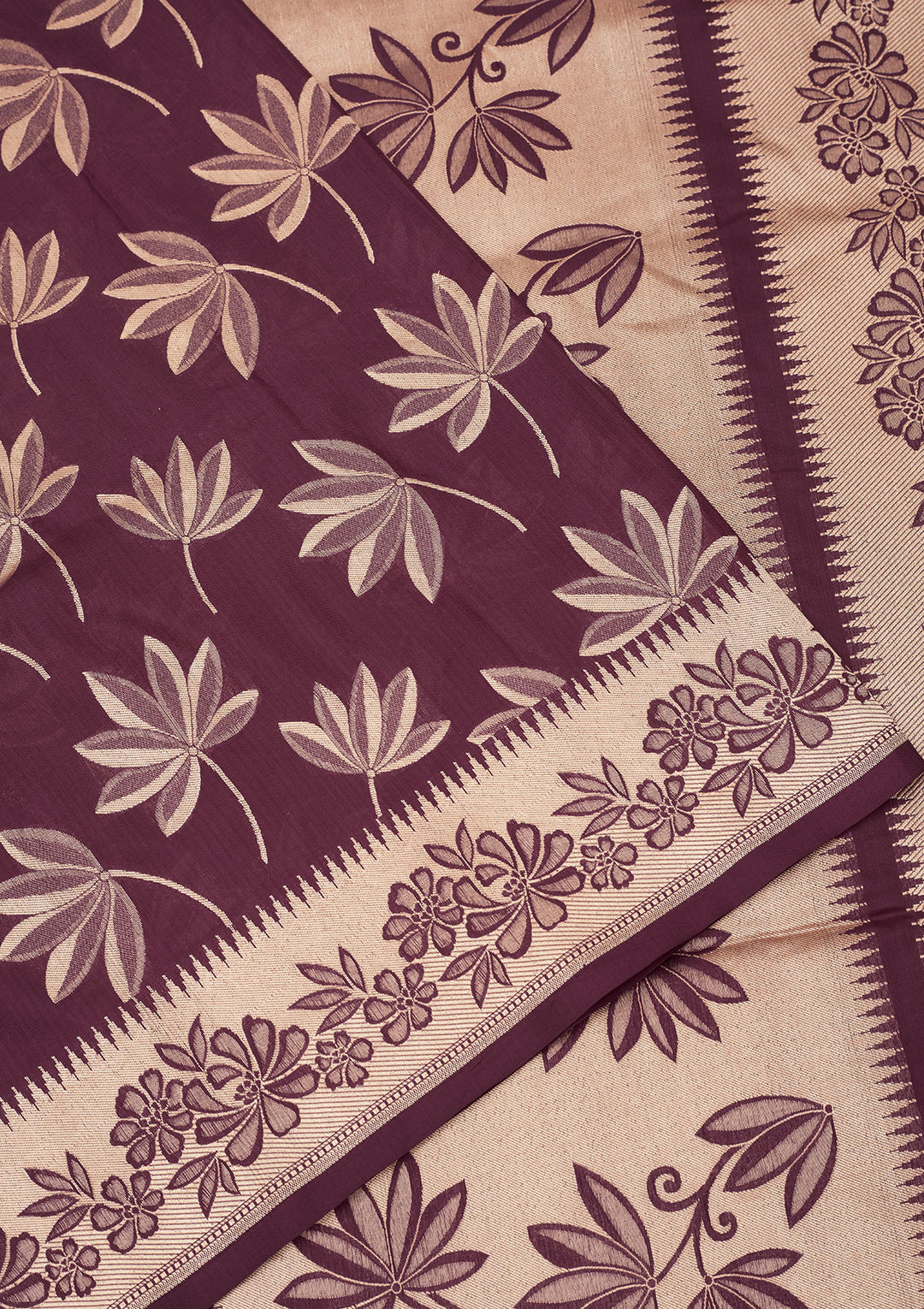 Wine Zariwork Pure Silk Saree