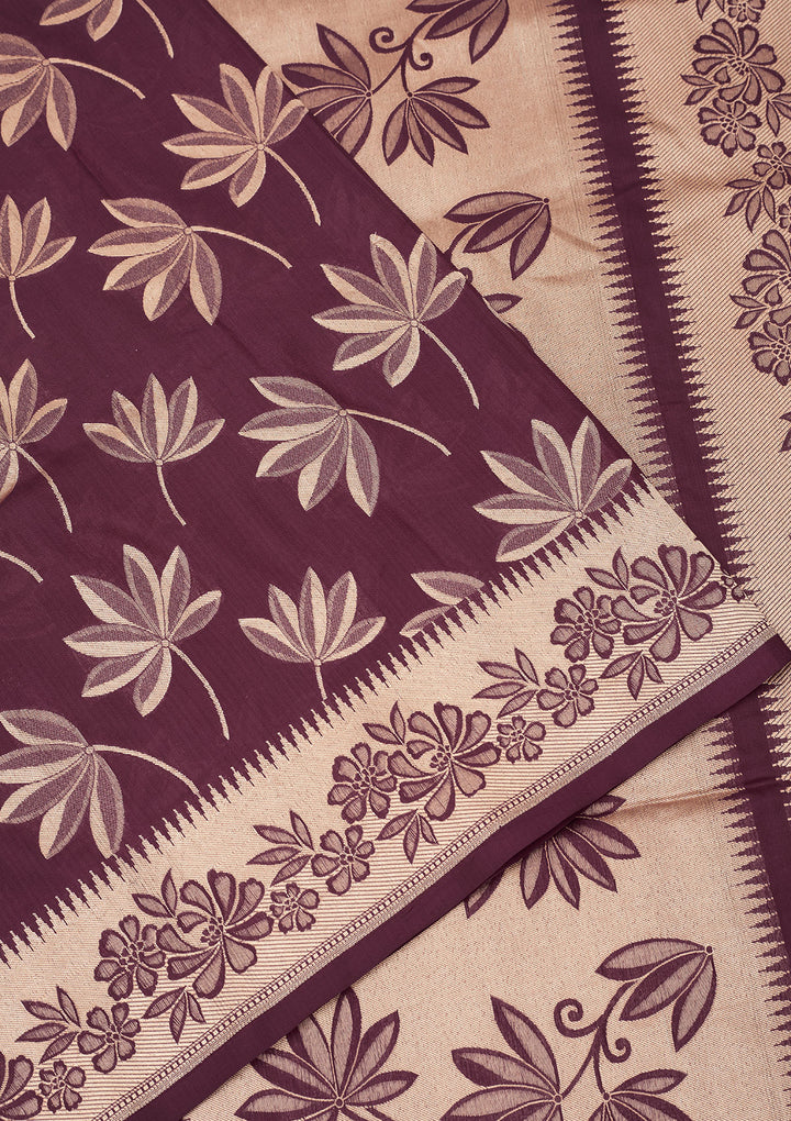 Wine Zariwork Pure Silk Saree
