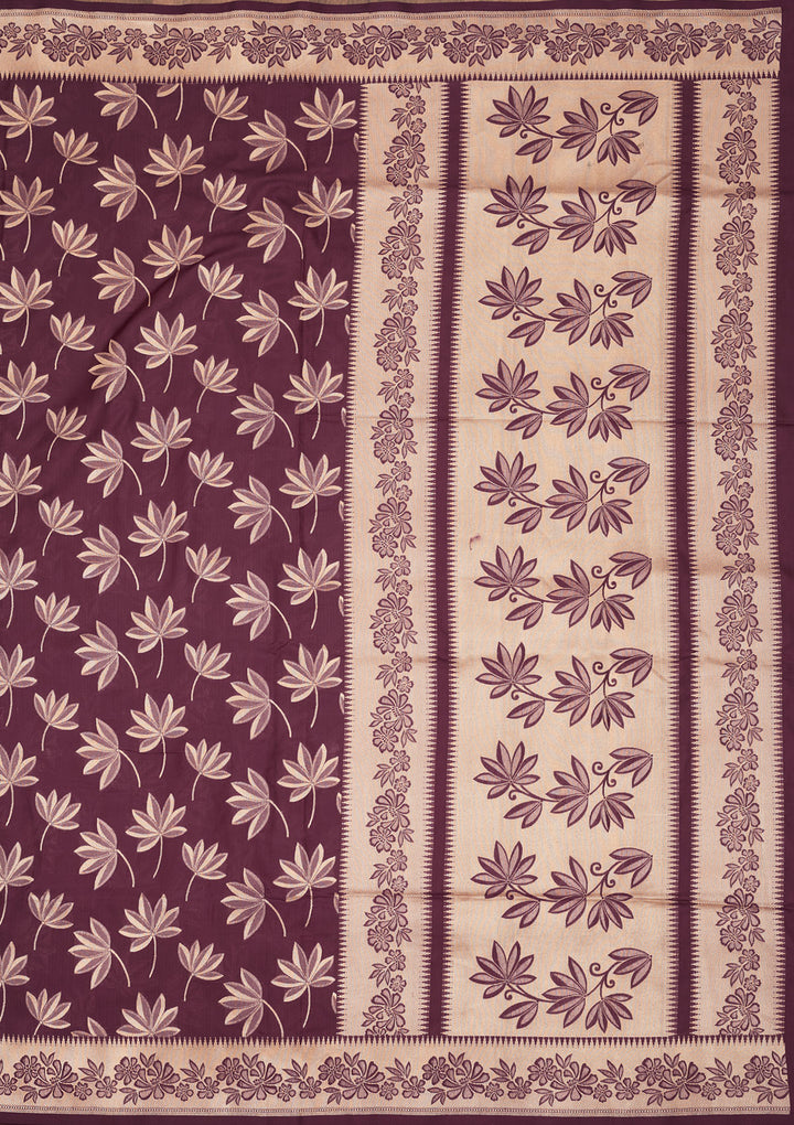 Wine Zariwork Pure Silk Saree