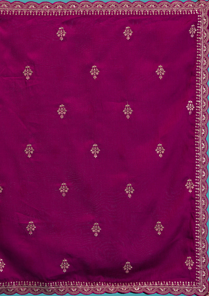 Wine Zariwork Raw Silk Readymade Sharara Suit