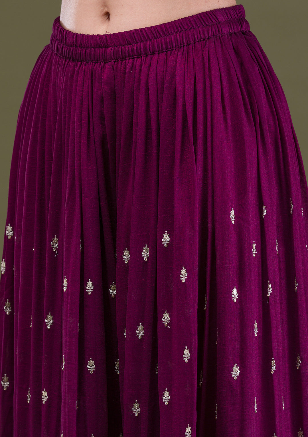 Wine Zariwork Raw Silk Readymade Salwar Suit