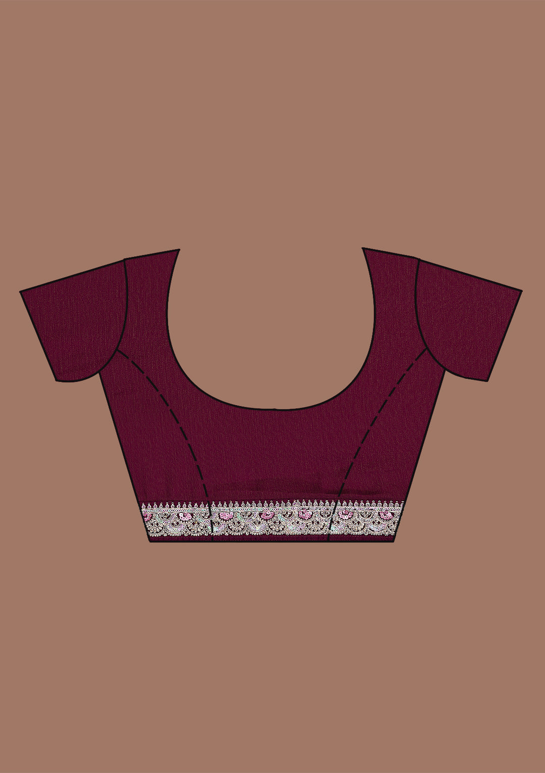 Wine Zariwork Semi Crepe Saree