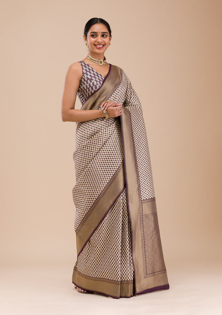 Wine Zariwork Silk Saree