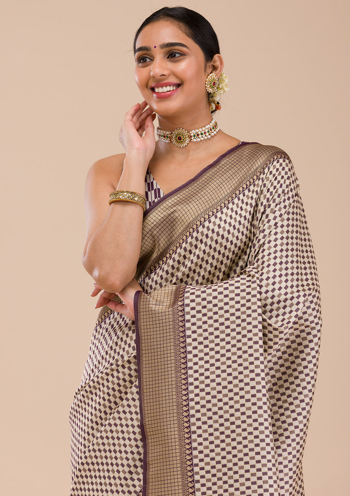 Wine Zariwork Silk Saree