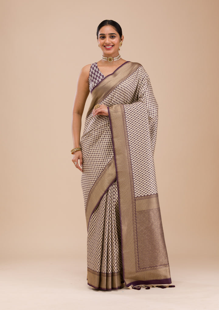 Wine Zariwork Silk Saree