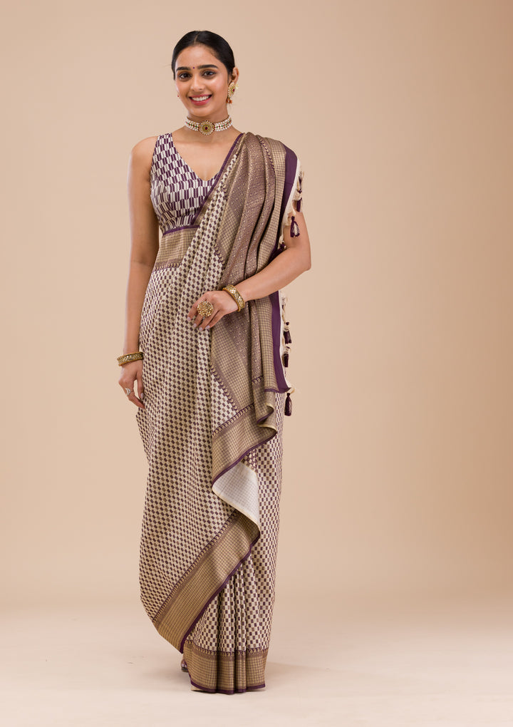 Wine Zariwork Silk Saree