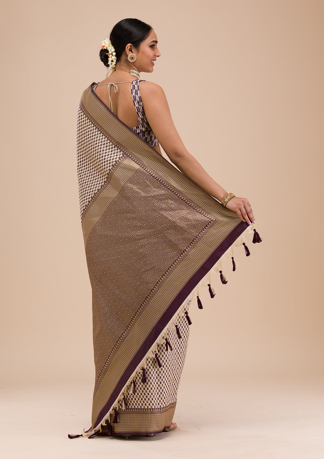 Wine Zariwork Silk Saree