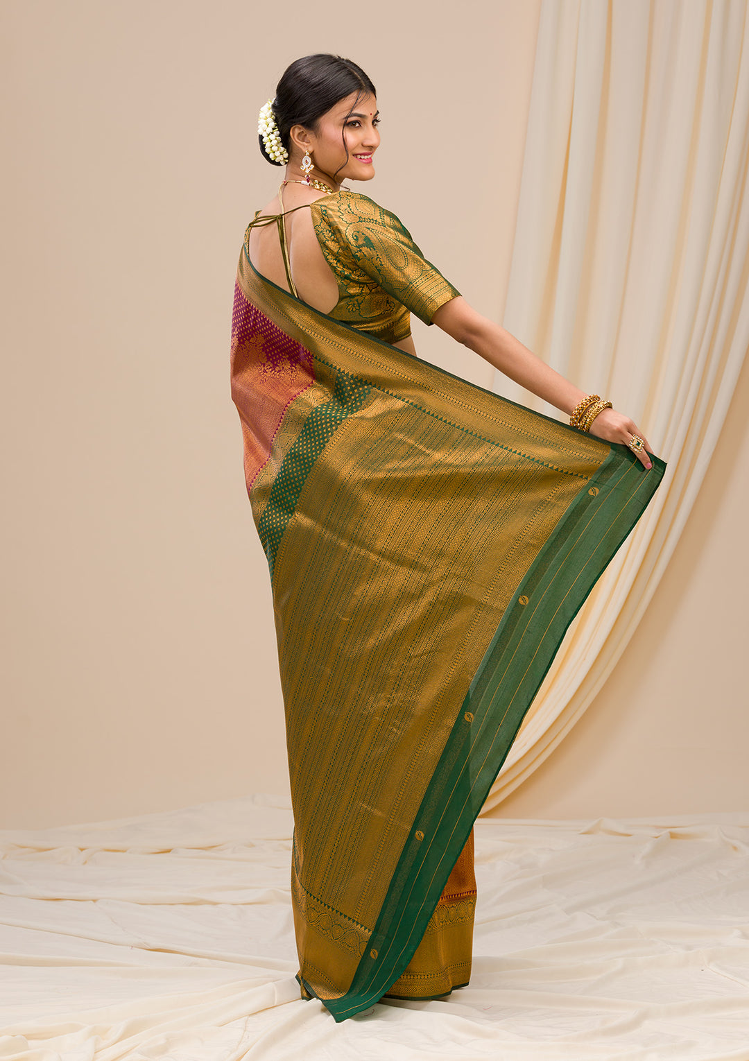 Wine Zariwork Soft Silk Saree