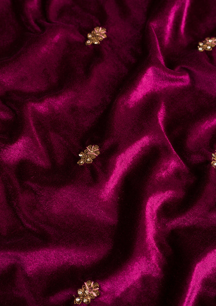 Wine Zariwork Velvet Dupatta