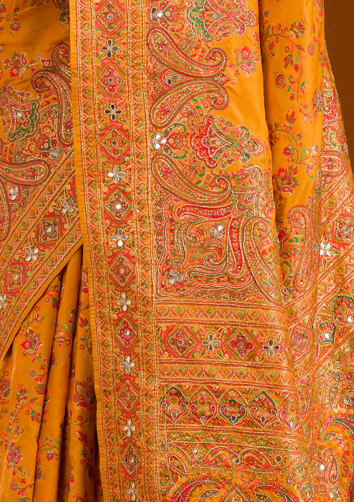 Yellow Cutdana Art Silk Saree