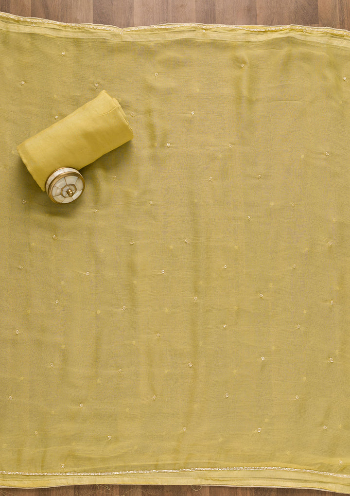 Yellow Cutdana Organza Unstitched Salwar Suit