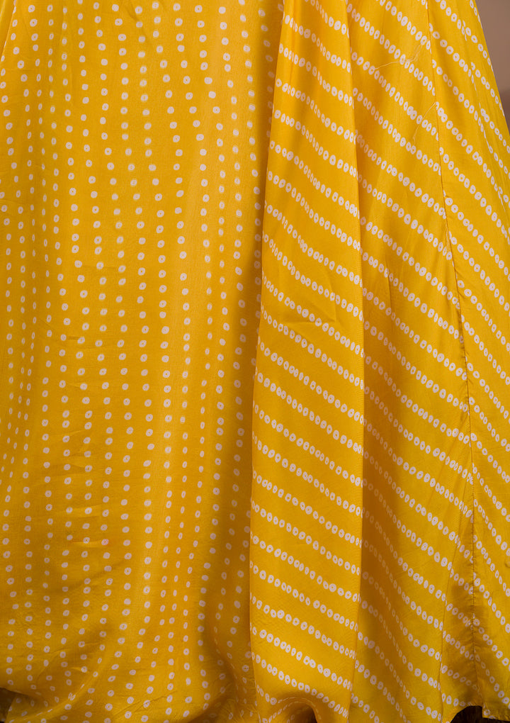 Yellow Cutdana Semi Crepe Readymade Lehenga