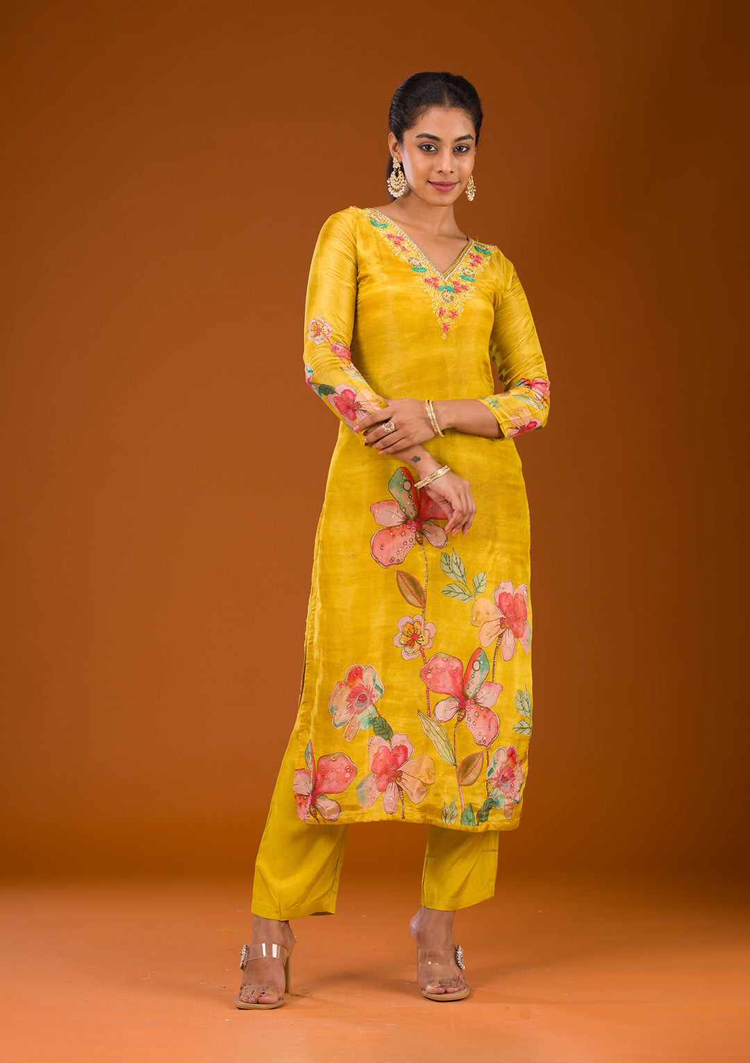 Yellow Cutdana Tissue Readymade Salwar Suit
